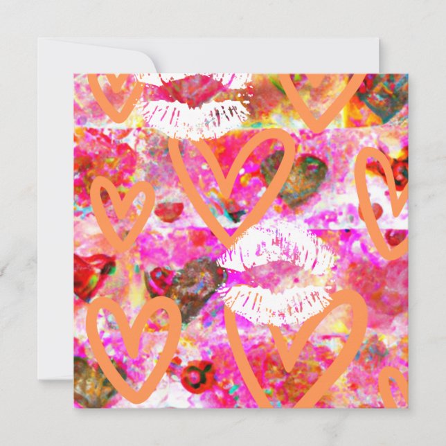 Cartão De Festividades Corações e Lábios (Frente)