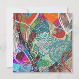 Cartão De Festividades Corações e Paisley