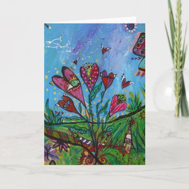 Cartão De Festividades Corações na Terra das Maravilhas (Frente)