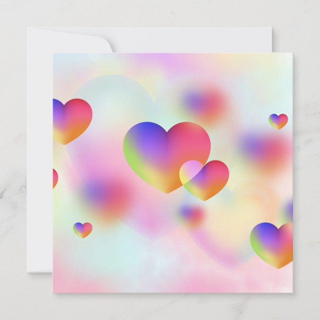 Cartão De Festividades Corações Pequenos em Vermelho e Rosa (Frente)