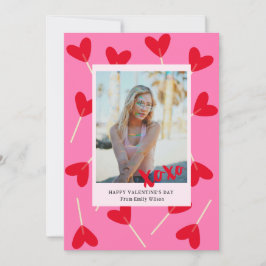 Cartão De Festividades Corações Pirulitos Foto XOXO Amor Dia dos Namorado