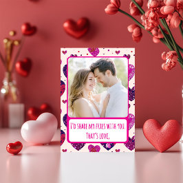 Cartão De Festividades Corações Roxos Brilhantes-Compartilhe Minhas Frita