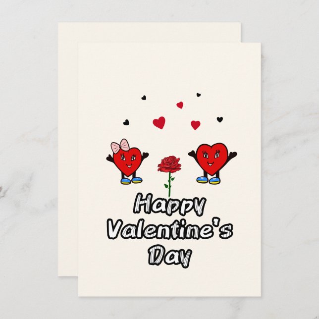 Cartão De Festividades Corações vermelhos fofos (Frente/Verso)