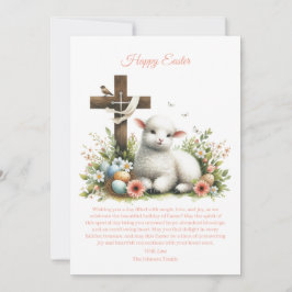 Cartão De Festividades Cordero de Páscoa em Aquarela Personalizado