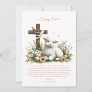 Cartão De Festividades Cordero de Páscoa em Aquarela Personalizado
