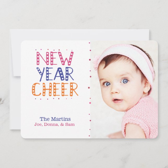 Cartão De Festividades Cores Brilhantes de Ano Novo PERSONALIZÁVEIS (Frente)