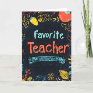 Cartão De Festividades Cores de quadro negro de professores favoritos