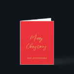 Cartão De Festividades Cores Vermelho Brilhante e Dourado Feliz Natal<br><div class="desc">Represente-se com este design moderno e elegante. Este modelo pode ser personalizado para atender a todas as ocupações profissionais.</div>