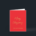 Cartão De Festividades Cores Vermelho Brilhante e Dourado Feliz Natal<br><div class="desc">Represente-se com este design moderno e elegante. Este modelo pode ser personalizado para atender a todas as ocupações profissionais.</div>