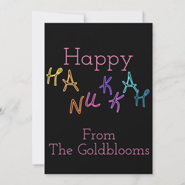 Cartão De Festividades CoresBonitas Saudação de Hanukkah FestivalJudaico (Frente)