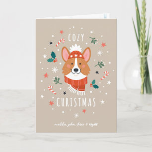 Cartão De Festividades Corgi Aconchegante - Calor de Natal