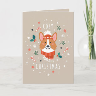 Cartão De Festividades Corgi Aconchegante - Calor de Natal