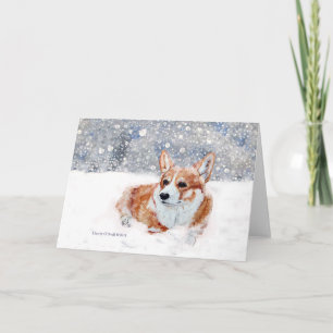 Cartão De Festividades Corgi de Inverno