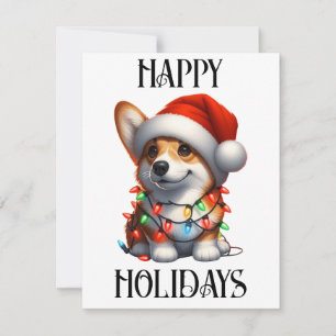 Cartão De Festividades Corgi de Natal Bonito