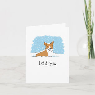Cartão De Festividades Corgi Deixou Neve, Cão Cachorro Branco Personaliza