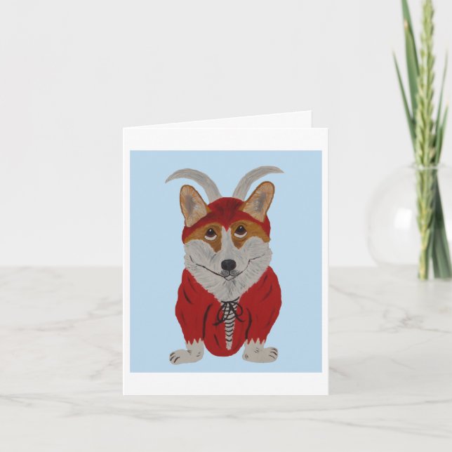 Cartão De Festividades Corgi Diabo (Frente)
