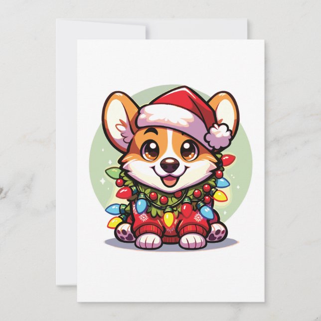 Cartão De Festividades Corgi Feliz Natal Animais de inverno Corgis (Frente)