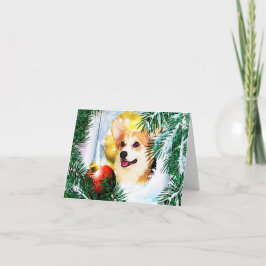 Cartão De Festividades Corgi Galês de Férias na Janela de Inverno
