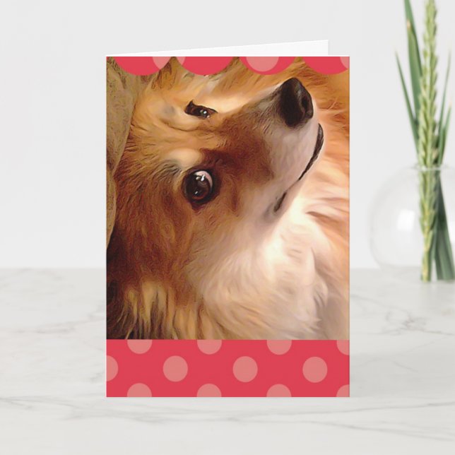 Cartão De Festividades Corgi Valentine with pink and red border (Frente)
