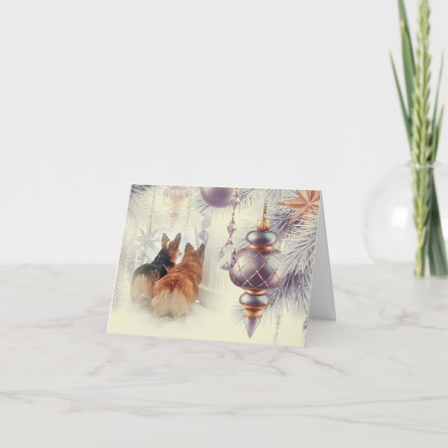 Cartão De Festividades Corgis de Férias na Neve (Frente)