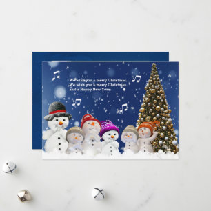 Cartão De Festividades Coro de bonecos de neve cantam saudações - Persona