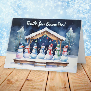 Cartão De Festividades Coro de Bonecos de Neve Cantando Música de Natal E