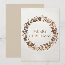 Cartão De Festividades Coroa Botânica Elegante Feliz Natal Feriado