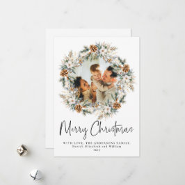 Cartão De Festividades Coroa Botânica Elegante | Natal da foto