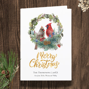 Cartão De Festividades Coroa Cardinal de Natal