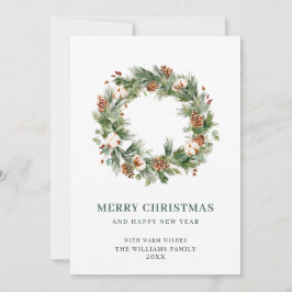 Cartão De Festividades Coroa de abetos com pinhas Parabéns Natal