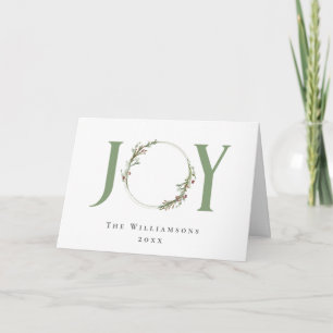 Cartão De Festividades Coroa de aquarela verde minimalista de Natal alegr