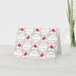 Cartão De Festividades Coroa de Boas Festas vermelho verde branco
