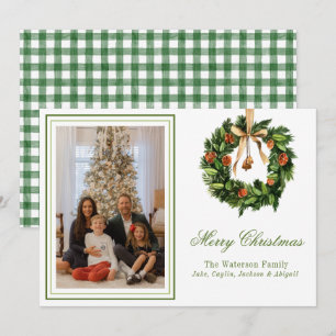Cartão De Festividades Coroa de Fatia de Laranja Boho Aquarela Natal Foto