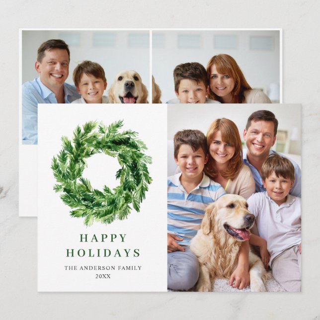 Cartão De Festividades Coroa de Galho de Pinheiro Festivo Natal Pinheiro  (Frente/Verso)