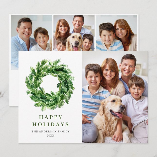 Cartão De Festividades Coroa de Galho de Pinheiro Festivo Natal Pinheiro  (Frente/Verso)