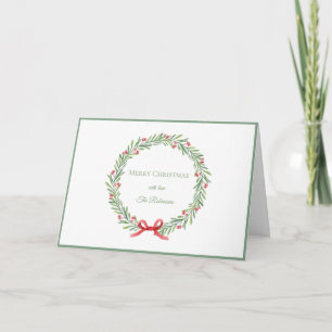 Cartão De Festividades Coroa de Natal Alegre com Letra Elegante