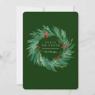 Cartão De Festividades Coroa de Natal Carta Chata de Férias Paz na Terra