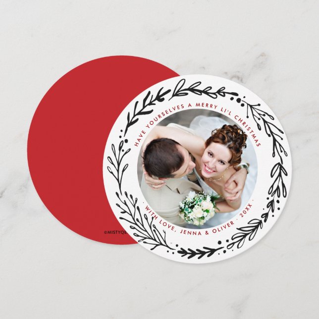 Cartão De Festividades Coroa de Natal Casados e Felizes (Frente/Verso)