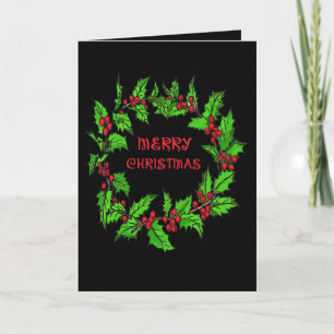 Cartão De Festividades Coroa de Natal com Azevinho e Frutas