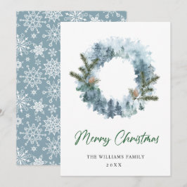 Cartão De Festividades Coroa de Natal de Azevinho Festivo