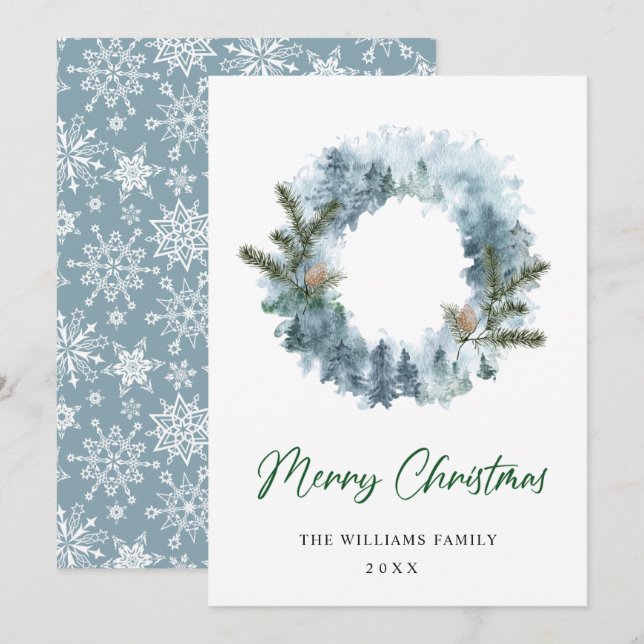 Cartão De Festividades Coroa de Natal de Azevinho Festivo (Frente/Verso)