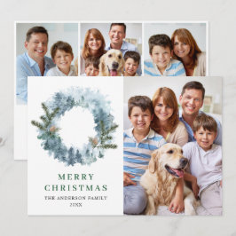 Cartão De Festividades Coroa de Natal de Azevinho Festivo 4 Foto Saudação