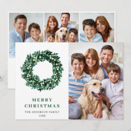 Cartão De Festividades Coroa de Natal de Azevinho Festivo 4 Foto Saudação