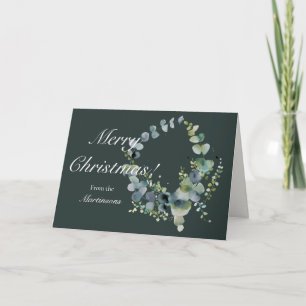 Cartão De Festividades Coroa de Natal de Eucalipto Verde Escuro Feliz Nat