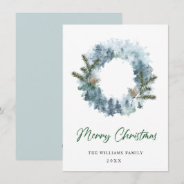 Cartão De Festividades Coroa de Natal de Folhas de Azevinho e Frutas Nata