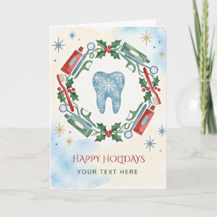 Cartão De Festividades Coroa de Natal Dental Dentista Natal Férias