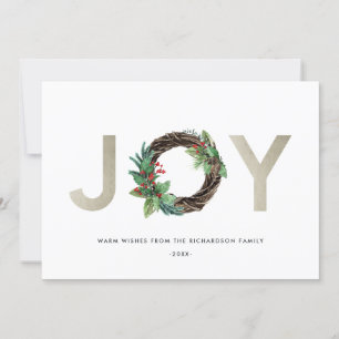 CARTÃO DE FESTIVIDADES COROA DE NATAL ELEGANT JOIA DE PRATA COM AZEVINHO