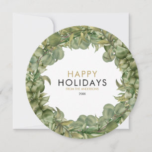 Cartão De Festividades Coroa de Natal Elegante Moderno Chic Tipográfico