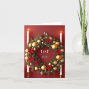 Cartão De Festividades Coroa de Natal Festiva Com Decorações de Velas