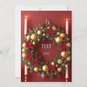 Cartão De Festividades Coroa de Natal Festiva Com Decorações de Velas